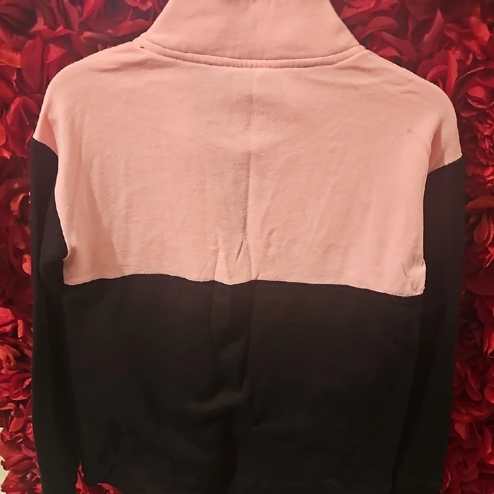 Justice Pink and Black Logo Soccer Zip Up Pullover Sweatshirt Size 12